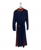 GRACE CLASSグレースクラス）の古着「シャツワンピース」｜ネイビー×オレンジ