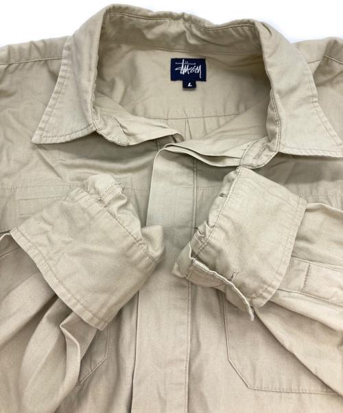 stussy（ステューシー）stussy (ステューシー) L/Sワークシャツ ベージュ サイズ:Lの古着・服飾アイテム