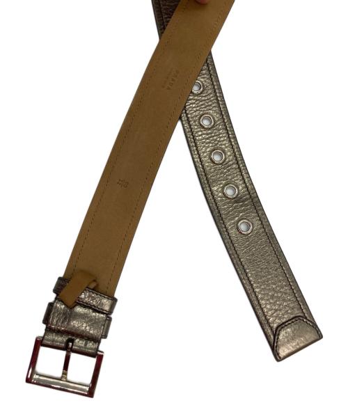 PRADA（プラダ）PRADA (プラダ) シャイニーレザーベルト シルバーの古着・服飾アイテム