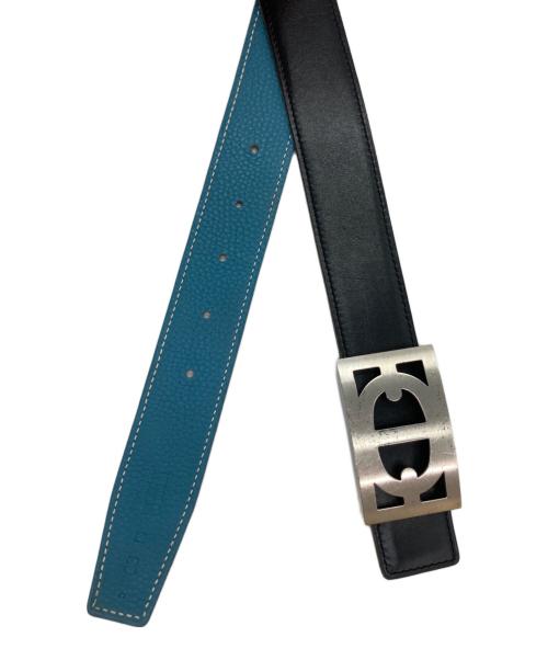 HERMES（エルメス）HERMES (エルメス) シェーヌダンクル スクエアバックル ベルト ブルーの古着・服飾アイテム