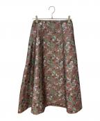 SEVEN TEN by MIHO KAWAHITOセブン テン バイ ミホ カワヒト）の古着「パイピングジャガードスカート」｜ブラウン×グリーン