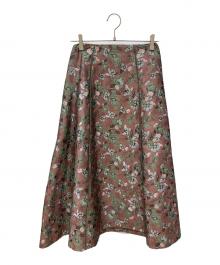 SEVEN TEN by MIHO KAWAHITO（セブン テン バイ ミホ カワヒト）の古着「パイピングジャガードスカート」｜ブラウン×グリーン