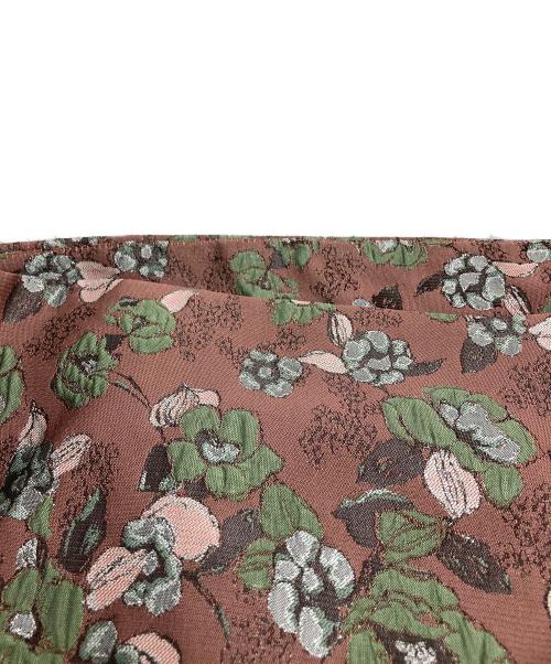 SEVEN TEN by MIHO KAWAHITO（セブン テン バイ ミホ カワヒト）SEVEN TEN by MIHO KAWAHITO (セブン テン バイ ミホ カワヒト) パイピングジャガードスカート ブラウン×グリーン サイズ:Mの古着・服飾アイテム