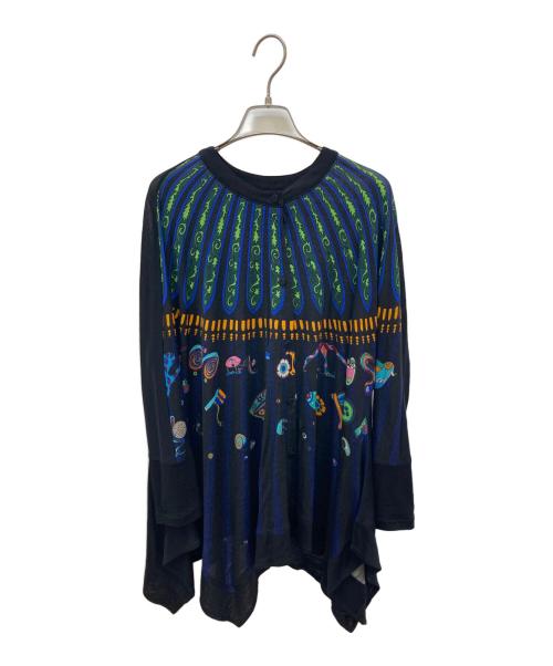 TOKUKO1erVOL（トクコプルミエヴォル）TOKUKO1erVOL (トクコプルミエヴォル) 変形総柄ジャージーシャツ ブラック サイズ:9の古着・服飾アイテム