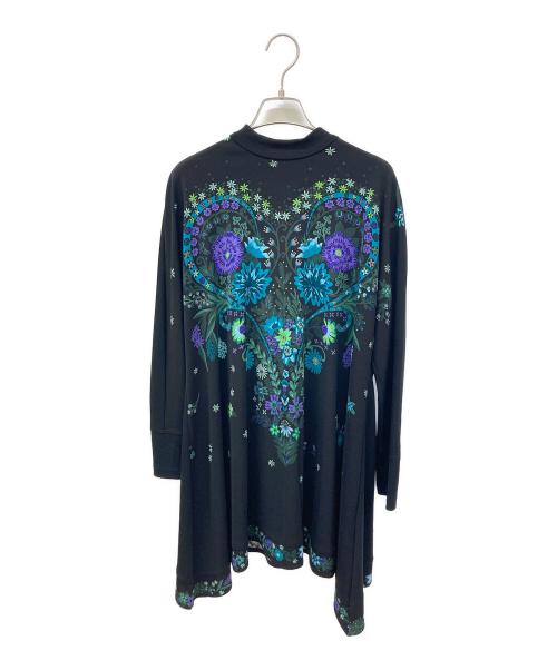 TOKUKO1erVOL（トクコプルミエヴォル）TOKUKO1erVOL (トクコプルミエヴォル) フラワープリントカットソーワンピース ブラック サイズ:9の古着・服飾アイテム