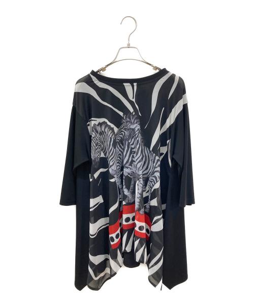 TOKUKO1erVOL（トクコプルミエヴォル）TOKUKO1erVOL (トクコプルミエヴォル) 変形プリントジャージーカットソー ブラック サイズ:9の古着・服飾アイテム