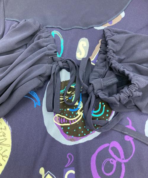 TOKUKO1erVOL（トクコプルミエヴォル）TOKUKO1erVOL (トクコプルミエヴォル) プリントジャージーワンピース パープル サイズ:9の古着・服飾アイテム