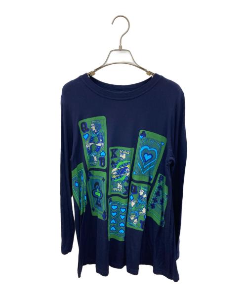 TOKUKO1erVOL（トクコプルミエヴォル）TOKUKO1erVOL (トクコプルミエヴォル) トランププリントジャージーカットソー ネイビー サイズ:9の古着・服飾アイテム