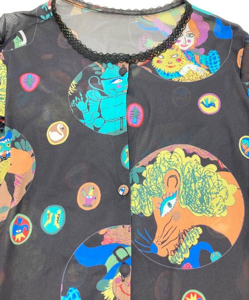 TOKUKO1erVOL（トクコプルミエヴォル）TOKUKO1erVOL (トクコプルミエヴォル) 総柄ジャージーシャツ ブラック サイズ:9の古着・服飾アイテム