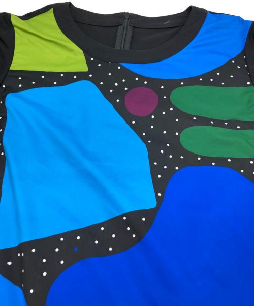 TOKUKO1erVOL（トクコプルミエヴォル）TOKUKO1erVOL (トクコプルミエヴォル) プリントギャザーワンピース ブラック サイズ:9の古着・服飾アイテム