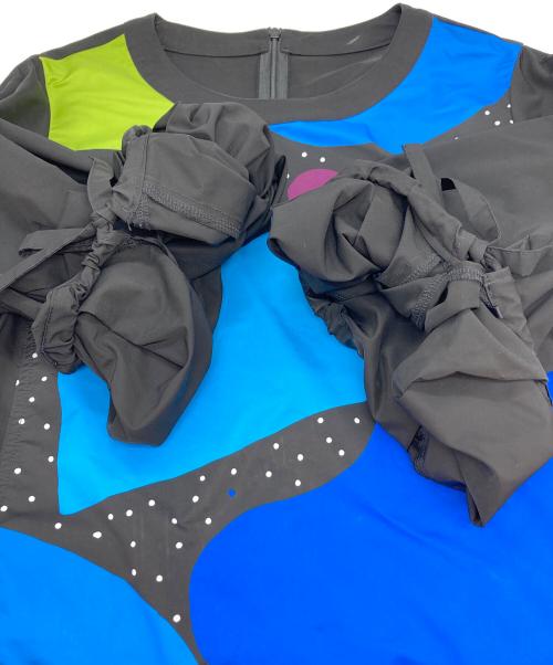 TOKUKO1erVOL（トクコプルミエヴォル）TOKUKO1erVOL (トクコプルミエヴォル) プリントギャザーワンピース ブラック サイズ:9の古着・服飾アイテム