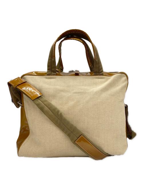 PRADA（プラダ）PRADA (プラダ) 2WAYショルダーバッグ ベージュ×ブラウンの古着・服飾アイテム