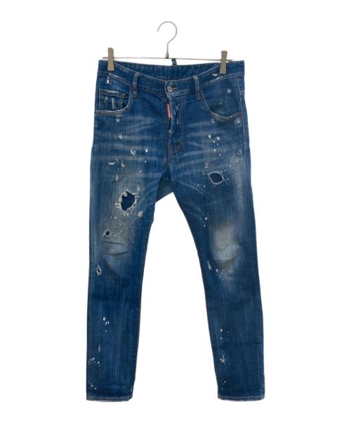 DSQUARED2（ディースクエアード）DSQUARED2 (ディースクエアード) ダメージ加工デニムパンツ インディゴ サイズ:46の古着・服飾アイテム