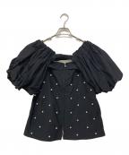 MAISON SPECIALメゾンスペシャル）の古着「Pearl Volume Sleeve Tops」｜ブラック