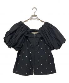 MAISON SPECIAL（メゾンスペシャル）の古着「Pearl Volume Sleeve Tops」｜ブラック