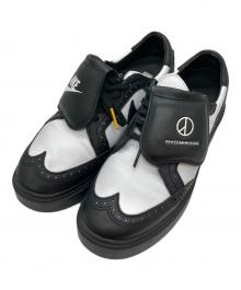 NIKE（ナイキ）の古着「PEACEMINUSONE × Nike Kwondo 1 "Black and White"/レザースニーカー」｜ブラック×ホワイト