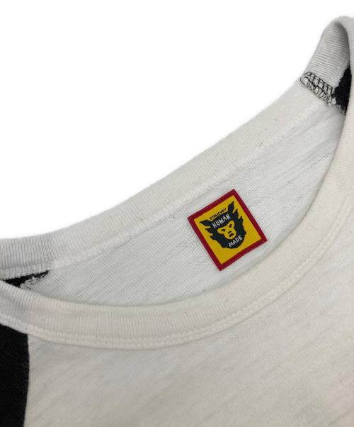 HUMAN MADE（ヒューマンメイド）HUMAN MADE (ヒューマンメイド) ラグランカットソー ホワイト×ブラック サイズ:Lの古着・服飾アイテム