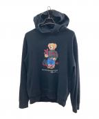 POLO RALPH LAURENポロ・ラルフローレン）の古着「ポロベアプリントパーカー」｜ブラック