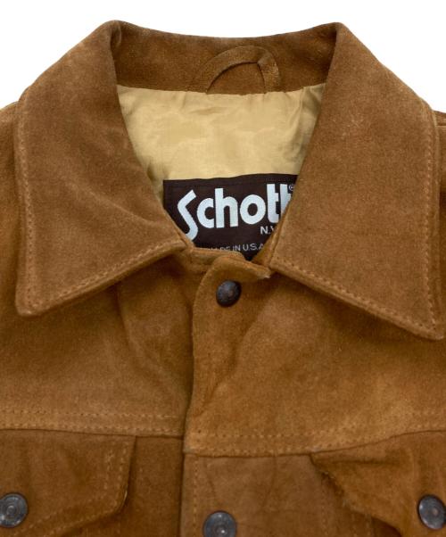 Schott（ショット）Schott (ショット) スウェードランチャージャケット ブラウン サイズ:Lの古着・服飾アイテム