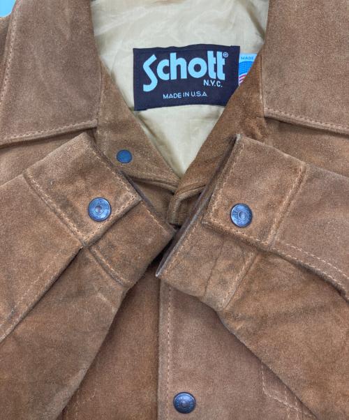 Schott（ショット）Schott (ショット) スウェードランチャージャケット ブラウン サイズ:Lの古着・服飾アイテム