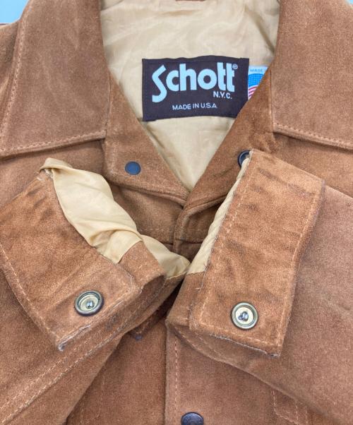 Schott（ショット）Schott (ショット) スウェードランチャージャケット ブラウン サイズ:Lの古着・服飾アイテム