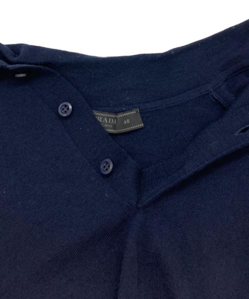 PRADA（プラダ）PRADA (プラダ) ニットポロシャツ ネイビー サイズ:48の古着・服飾アイテム