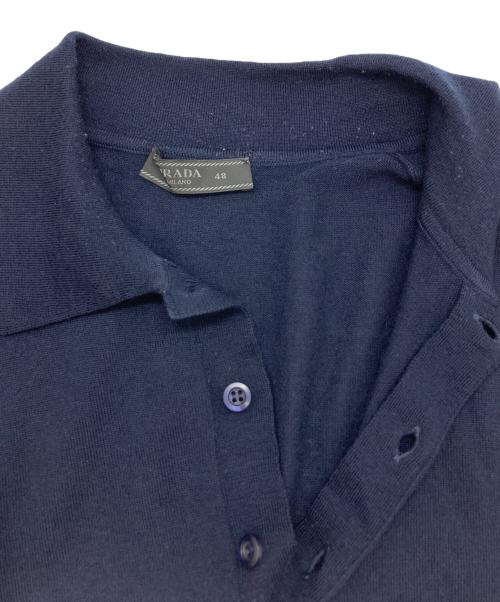 PRADA（プラダ）PRADA (プラダ) ニットポロシャツ ネイビー サイズ:48の古着・服飾アイテム