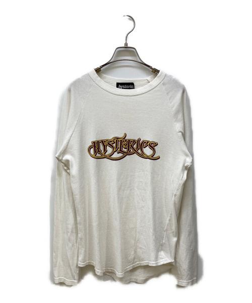 Hysteric Glamour（ヒステリックグラマー）Hysteric Glamour (ヒステリックグラマー) ロゴプリントラグランカットソー ホワイト サイズ:Freeの古着・服飾アイテム
