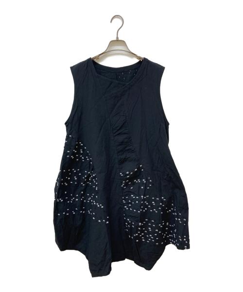 慈雨（ジウ）慈雨 (ジウ) ドット刺繍変形ノースリーブバルーンワンピース ブラック サイズ:40の古着・服飾アイテム
