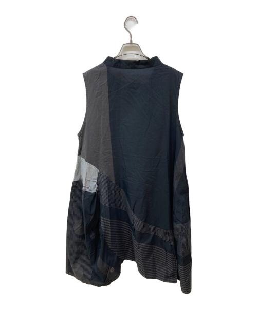 慈雨（ジウ）慈雨 (ジウ) 変形ノースリーブバルーンワンピース ブラック×グレー サイズ:40の古着・服飾アイテム