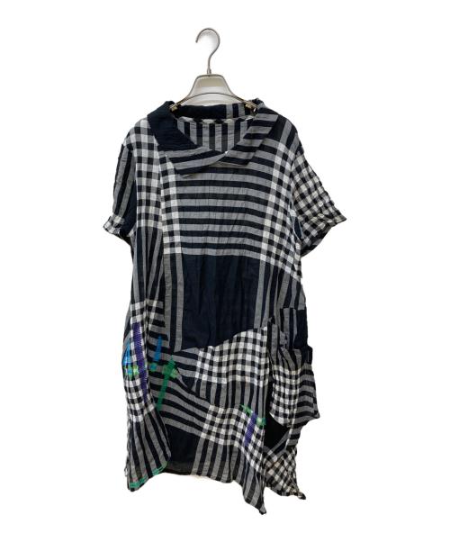 慈雨（ジウ）慈雨 (ジウ) 変形ワンピース ブラック×ホワイト サイズ:40の古着・服飾アイテム
