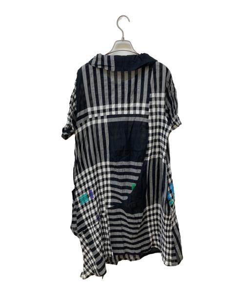 慈雨（ジウ）慈雨 (ジウ) 変形ワンピース ブラック×ホワイト サイズ:40の古着・服飾アイテム