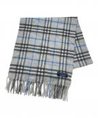 BURBERRY LONDONバーバリーロンドン）の古着「カシミヤマフラー」｜グレー×スカイブルー