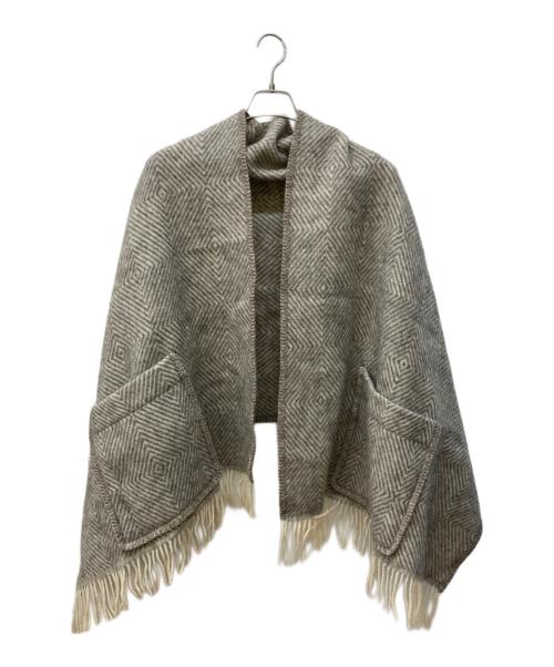 LAPUAN KANKURIT（ラプアンカンクリ）LAPUAN KANKURIT (ラプアンカンクリ) MARIA/ポケットショール グレー×ホワイトの古着・服飾アイテム