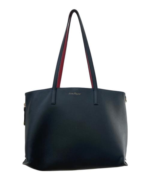 Salvatore Ferragamo（サルヴァトーレ フェラガモ）Salvatore Ferragamo (サルヴァトーレ フェラガモ) マチジップトートバッグ ブラックの古着・服飾アイテム