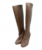 BOTTEGA VENETAボッテガベネタ）の古着「イントレチャートヒールロングブーツ」｜ブラウン