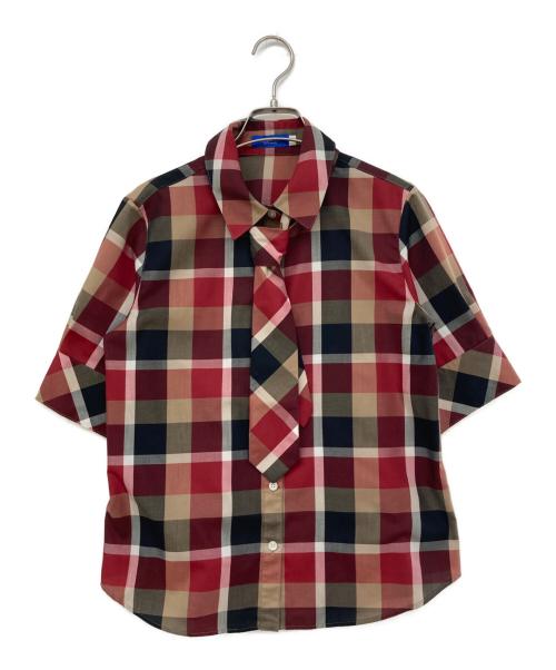 BLUE LABEL CRESTBRIDGE（ブルーレーベルクレストブリッジ）BLUE LABEL CRESTBRIDGE (ブルーレーベルクレストブリッジ) クレストブリッジチェックブラウス レッド サイズ:36の古着・服飾アイテム