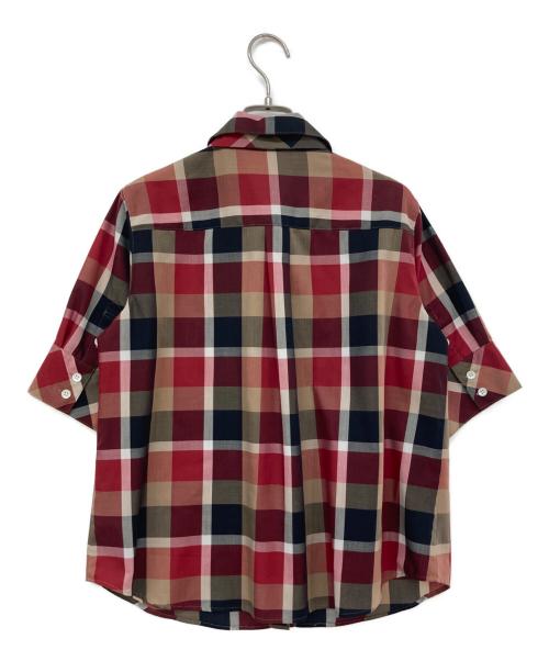 BLUE LABEL CRESTBRIDGE（ブルーレーベルクレストブリッジ）BLUE LABEL CRESTBRIDGE (ブルーレーベルクレストブリッジ) クレストブリッジチェックブラウス レッド サイズ:36の古着・服飾アイテム