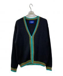AWAKE（アウェイク）の古着「STRIPED MOHAIR SLEEVE CARDIGAN/ニットカーディガン」｜ブラック
