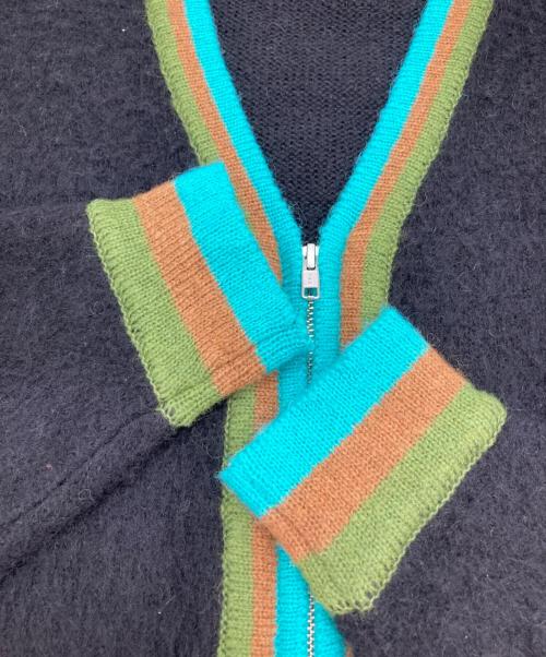 AWAKE（アウェイク）AWAKE (アウェイク) STRIPED MOHAIR SLEEVE CARDIGAN/ニットカーディガン ブラック サイズ:Ⅿの古着・服飾アイテム