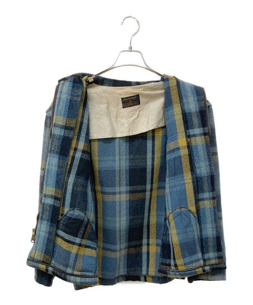 sports wear（スポーツウェア）sports wear (スポーツウェア) ブロックチェックジップジャケット ブルー サイズ:Lの古着・服飾アイテム