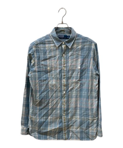POLO RALPH LAUREN（ポロ・ラルフローレン）POLO RALPH LAUREN (ポロ・ラルフローレン) インド綿チェックシャツ ブルー サイズ:Mの古着・服飾アイテム