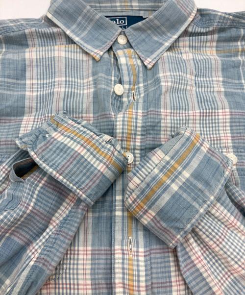 POLO RALPH LAUREN（ポロ・ラルフローレン）POLO RALPH LAUREN (ポロ・ラルフローレン) インド綿チェックシャツ ブルー サイズ:Mの古着・服飾アイテム