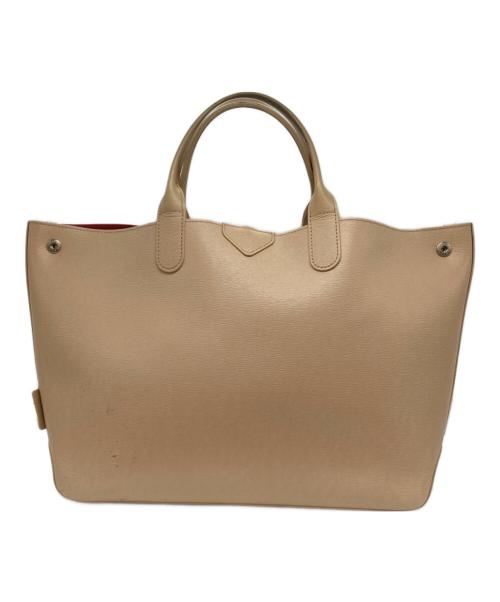 LONGCHAMP（ロンシャン）LONGCHAMP (ロンシャン) リバーシブルレザートートバッグ ベージュ×レッドの古着・服飾アイテム