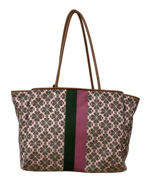 Kate Spade（ケイトスペード）Kate Spade (ケイトスペード) スペードフラワージャカードストライプエブリシングラージトート/トートバッグ ピンクの古着・服飾アイテム