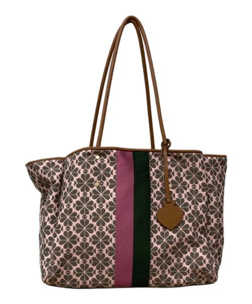 Kate Spade（ケイトスペード）Kate Spade (ケイトスペード) スペードフラワージャカードストライプエブリシングラージトート/トートバッグ ピンクの古着・服飾アイテム