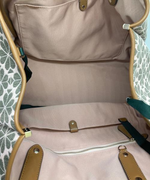 Kate Spade（ケイトスペード）Kate Spade (ケイトスペード) スペードフラワージャカードストライプエブリシングラージトート/トートバッグ ピンクの古着・服飾アイテム