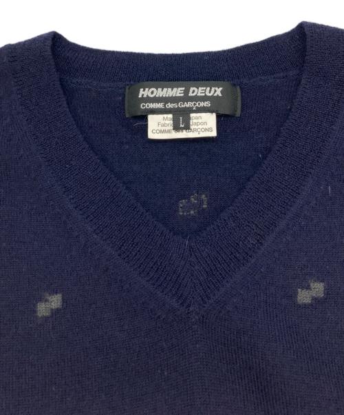 COMME des GARCONS HOMME DEUX（コムデギャルソン オム ドゥ）COMME des GARCONS HOMME DEUX (コムデギャルソン オム ドゥ) Vネックニット ネイビー サイズ:Lの古着・服飾アイテム