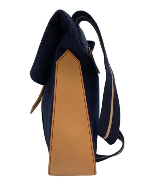 PAUL SMITH（ポールスミス）PAUL SMITH (ポールスミス) レザー切替キャンバスショルダーバッグ ネイビーの古着・服飾アイテム