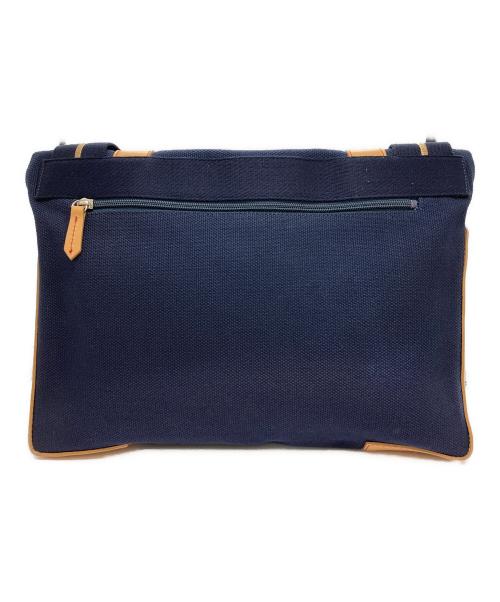 PAUL SMITH（ポールスミス）PAUL SMITH (ポールスミス) レザー切替キャンバスショルダーバッグ ネイビーの古着・服飾アイテム